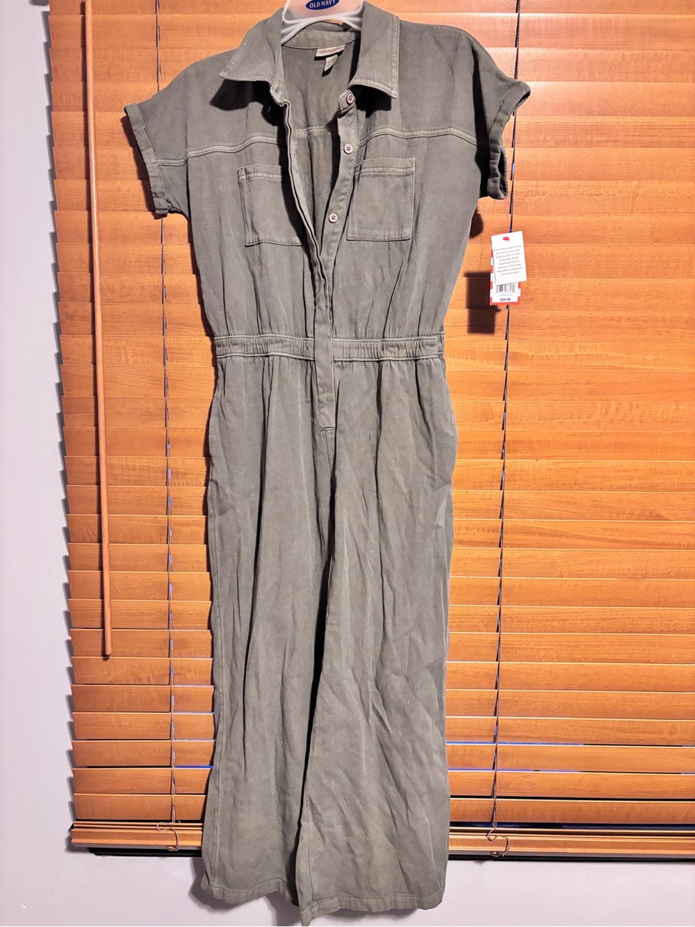 Olive Utility Jumpsuit - Youth Girl’s Short Sleeve Wide-Leg